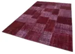 Patchwork Kırmızı Pamuk Üzerine Yün El Dokuma Kilim-199x300 - Görsel 3
