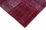 Patchwork Kırmızı Pamuk Üzerine Yün El Dokuma Kilim-199x300 - Görsel 4