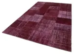 Patchwork Kırmızı Pamuk Üzerine Yün El Dokuma Kilim-193x300 - Görsel 3