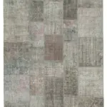 Patchwork Gri Pamuk Üzerine Yün El Dokuma Kilim-200x297