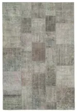 Patchwork Gri Pamuk Üzerine Yün El Dokuma Kilim-200x297
