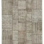 Patchwork Kahverengi Pamuk Üzerine Yün El Dokuma Kilim-200x302