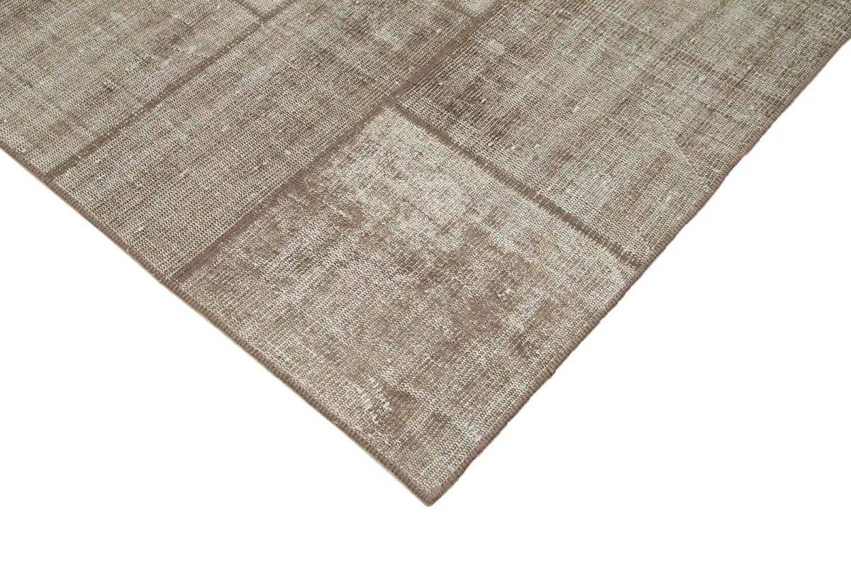 Patchwork Kahverengi Pamuk Üzerine Yün El Dokuma Kilim-200x302 - Görsel 4
