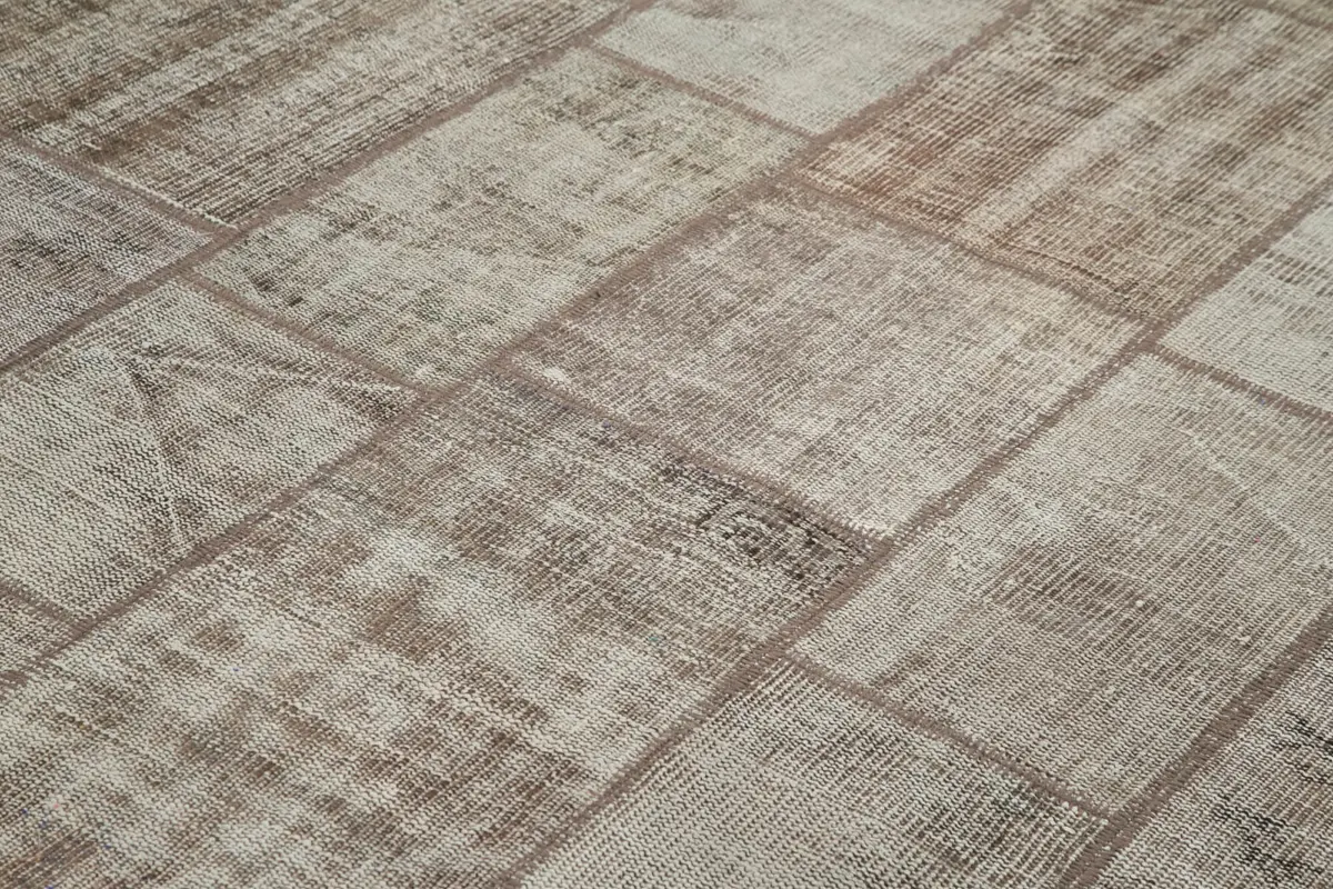 Patchwork Kahverengi Pamuk Üzerine Yün El Dokuma Kilim-200x302 - Görsel 5