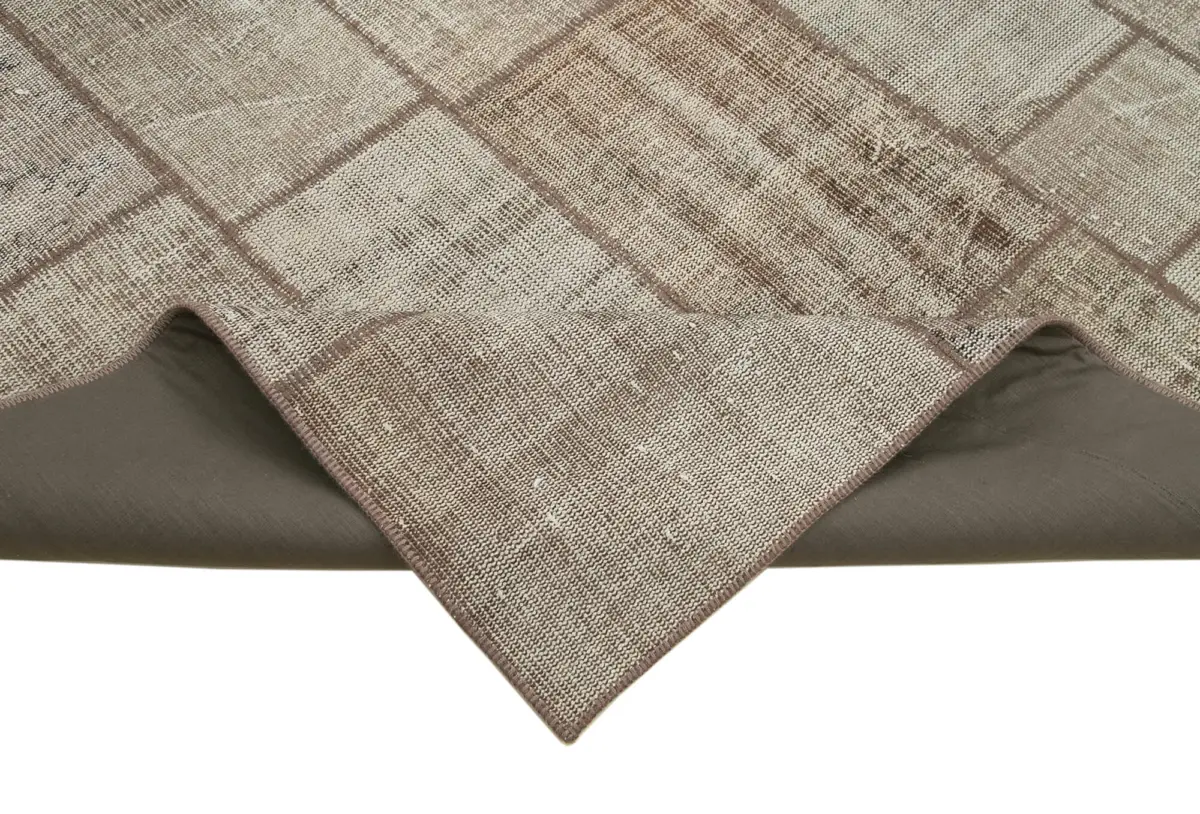Patchwork Kahverengi Pamuk Üzerine Yün El Dokuma Kilim-200x302 - Görsel 6