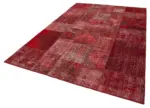 Patchwork Kırmızı Pamuk Üzerine Yün El Dokuma Kilim-200x300 - Görsel 3