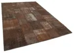 Patchwork Kahverengi Pamuk Üzerine Yün El Dokuma Kilim-204x302 - Görsel 2