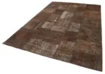 Patchwork Kahverengi Pamuk Üzerine Yün El Dokuma Kilim-204x302 - Görsel 3