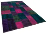 Patchwork Multi Pamuk Üzerine Yün El Dokuma Kilim-202x310 - Görsel 2
