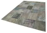 Patchwork Gri Pamuk Üzerine Yün El Dokuma Kilim-205x300 - Görsel 3