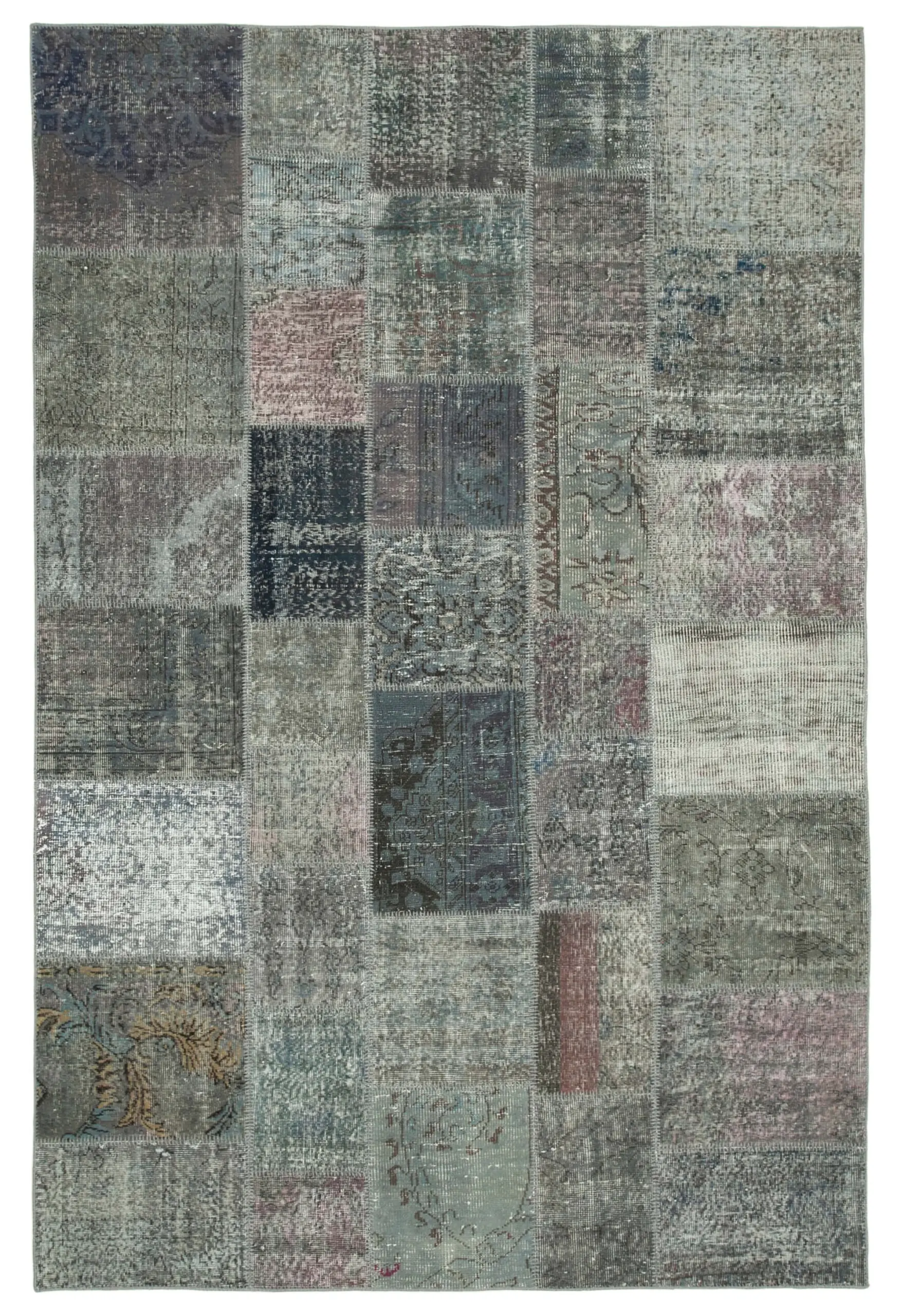 Rc_31512_0_Grey_Patchwork_Rugs Patchwork Gri Pamuk Üzerine Yün El Dokuma Kilim-200x300 - Görsel 1