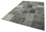 Patchwork Gri Pamuk Üzerine Yün El Dokuma Kilim-200x300 - Görsel 3