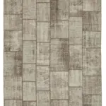 Patchwork Kahverengi Pamuk Üzerine Yün El Dokuma Kilim-202x297