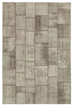 Patchwork Kahverengi Pamuk Üzerine Yün El Dokuma Kilim-202x297