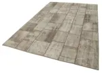 Patchwork Kahverengi Pamuk Üzerine Yün El Dokuma Kilim-202x297 - Görsel 3
