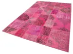 Patchwork Pembe Pamuk Üzerine Yün El Dokuma Kilim-200x300 - Görsel 3