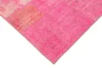 Patchwork Pembe Pamuk Üzerine Yün El Dokuma Kilim-203x300 - Görsel 4