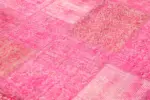 Patchwork Pembe Pamuk Üzerine Yün El Dokuma Kilim-203x300 - Görsel 5