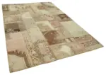 Patchwork Bej Pamuk Üzerine Yün El Dokuma Kilim-204x303 - Görsel 2