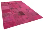 Patchwork Pembe Pamuk Üzerine Yün El Dokuma Kilim-207x299 - Görsel 2