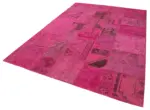 Patchwork Pembe Pamuk Üzerine Yün El Dokuma Kilim-207x299 - Görsel 3