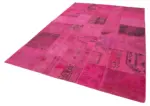Patchwork Pembe Pamuk Üzerine Yün El Dokuma Kilim-203x302 - Görsel 3