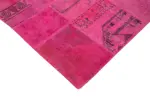 Patchwork Pembe Pamuk Üzerine Yün El Dokuma Kilim-203x302 - Görsel 4