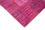 Patchwork Pembe Pamuk Üzerine Yün El Dokuma Kilim-206x302 - Görsel 4