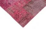 Patchwork Pembe Pamuk Üzerine Yün El Dokuma Kilim-186x288 - Görsel 4