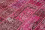 Patchwork Pembe Pamuk Üzerine Yün El Dokuma Kilim-186x288 - Görsel 5