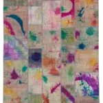 Patchwork Multi Pamuk Üzerine Yün El Dokuma Kilim-204x300