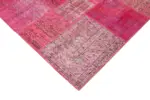 Patchwork Pembe Pamuk Üzerine Yün El Dokuma Kilim-205x300 - Görsel 4