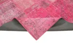 Patchwork Pembe Pamuk Üzerine Yün El Dokuma Kilim-205x300 - Görsel 6