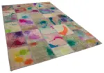 Patchwork Multi Pamuk Üzerine Yün El Dokuma Kilim-200x301 - Görsel 2