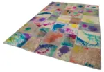 Patchwork Multi Pamuk Üzerine Yün El Dokuma Kilim-203x303 - Görsel 3