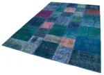 Patchwork Mavi Pamuk Üzerine Yün El Dokuma Kilim-204x300 - Görsel 3