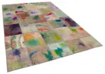 Patchwork Multi Pamuk Üzerine Yün El Dokuma Kilim-198x300 - Görsel 2