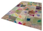Patchwork Multi Pamuk Üzerine Yün El Dokuma Kilim-198x300 - Görsel 3