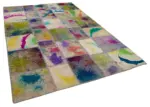 Patchwork Multi Pamuk Üzerine Yün El Dokuma Kilim-204x308 - Görsel 2