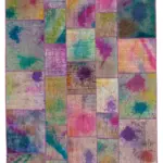 Patchwork Multi Pamuk Üzerine Yün El Dokuma Kilim-198x300