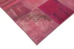 Patchwork Pembe Pamuk Üzerine Yün El Dokuma Kilim-196x299 - Görsel 4