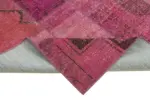 Patchwork Pembe Pamuk Üzerine Yün El Dokuma Kilim-196x299 - Görsel 6