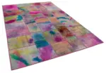 Patchwork Multi Pamuk Üzerine Yün El Dokuma Kilim-199x298 - Görsel 2