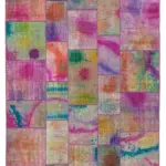 Patchwork Multi Pamuk Üzerine Yün El Dokuma Kilim-197x299