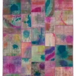 Patchwork Multi Pamuk Üzerine Yün El Dokuma Kilim-198x299