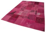 Patchwork Pembe Pamuk Üzerine Yün El Dokuma Kilim-198x302 - Görsel 3