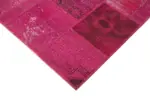 Patchwork Pembe Pamuk Üzerine Yün El Dokuma Kilim-198x302 - Görsel 4