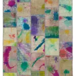 Patchwork Multi Pamuk Üzerine Yün El Dokuma Kilim-200x303