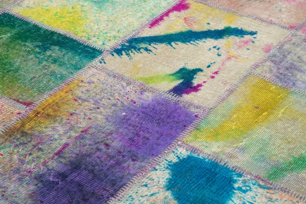 Patchwork Multi Pamuk Üzerine Yün El Dokuma Kilim-200x303 - Görsel 5