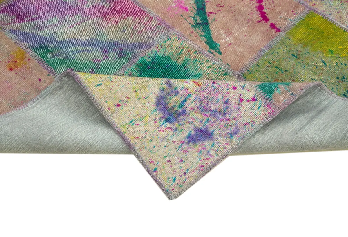Patchwork Multi Pamuk Üzerine Yün El Dokuma Kilim-200x303 - Görsel 6